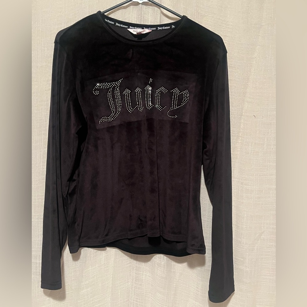 Juicy Couture Velour Long Sleeve Rhinestone Logo Top – XL